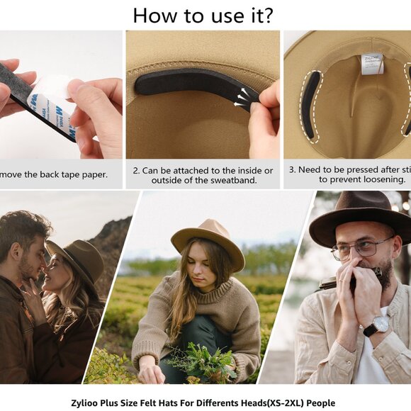 Zylioo XS/S Felt Fedora Hat for Men, Women - Great for festivals, concerts, etc. - Picture 9 of 9